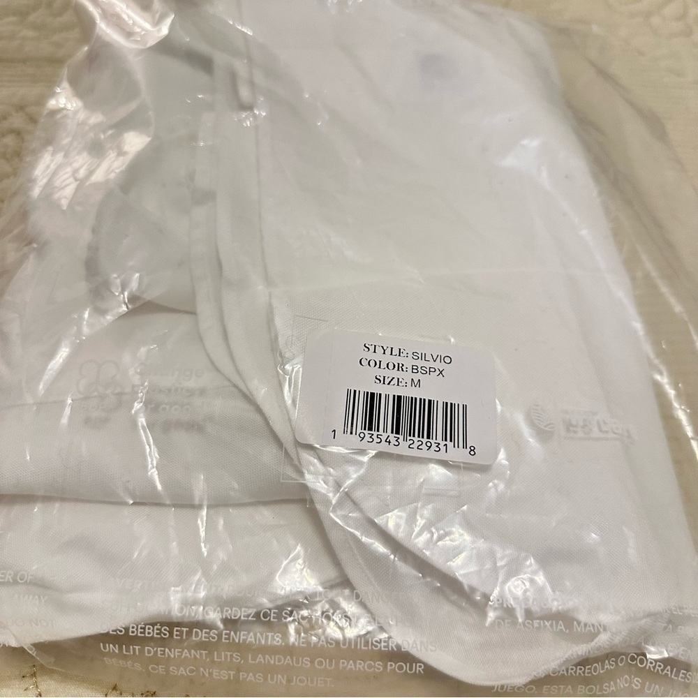 NWT Frank & Eileen Untuckable Stripe Pocket Button-Up Shirt, white, size M - Picture 6 of 11